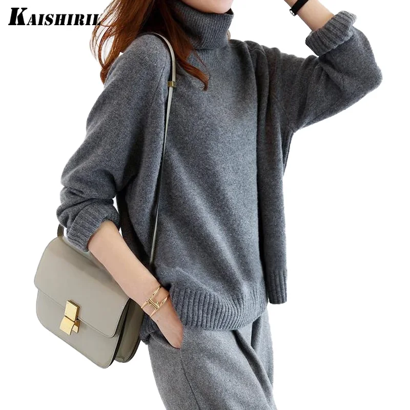 

2018 Turtleneck Autumn Winter Knitted Sweater Women Long Sleeve Pullover Women Female Soft Loose Wool Sweaters Casual Jumper