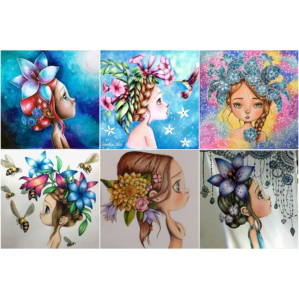

Diamond Painting Cartoon Girl Rhinestone Cross Stitch Full Square Diamond Embroidery Cartoon Picture Beads Child Hobby a1299