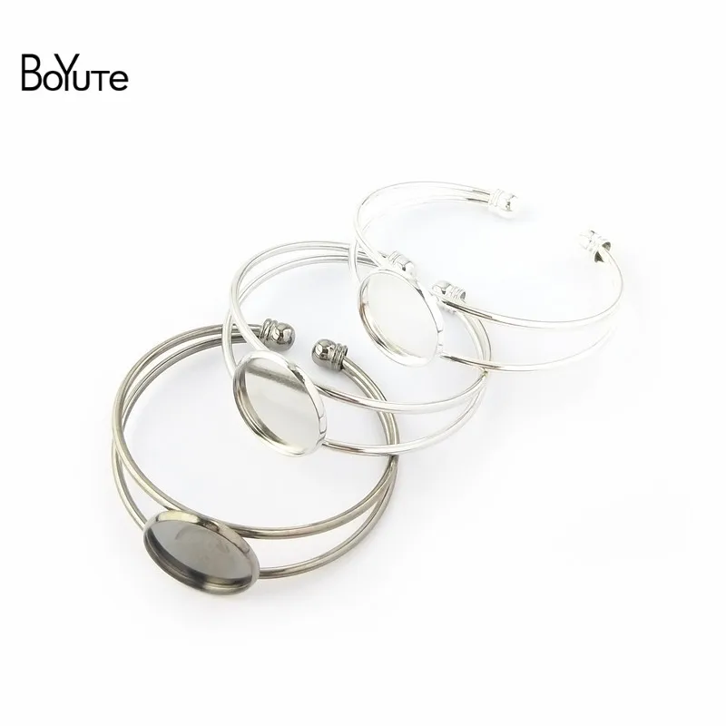 BoYuTe 5 Pieces 20MM Round Cabochon Base Bangles 7 Colors Plated DIY Bangle Blanks (3)