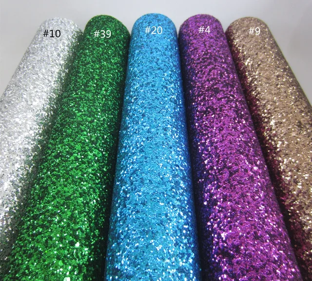 Buy 30x134cm chunky glitter fabric PU fabric glitter