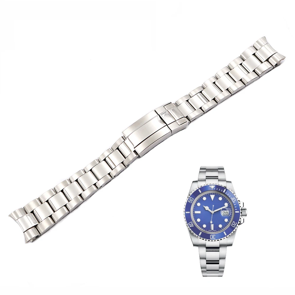 CARLYWET 20 21mm Silver Gold Rose Gold Black 316L Solid Stainless Steel Watch Band Belt Strap Bracelets For GMT Submariner