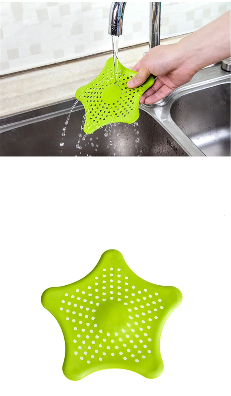 Star Shape Plastic Kitchen Mint Plan Bath Shower Drain Cover Waste Sink Strainer Hair Filter Catcher House Gadgets Pet Cleaning