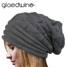 Glaedwine, весенне-зимние женские шапки бини, унисекс, вязаные, теплые, шерстяные, Skullies, повседневные, сутулятся, мешковатые, Gorros, одноцветная шапка, Рождество