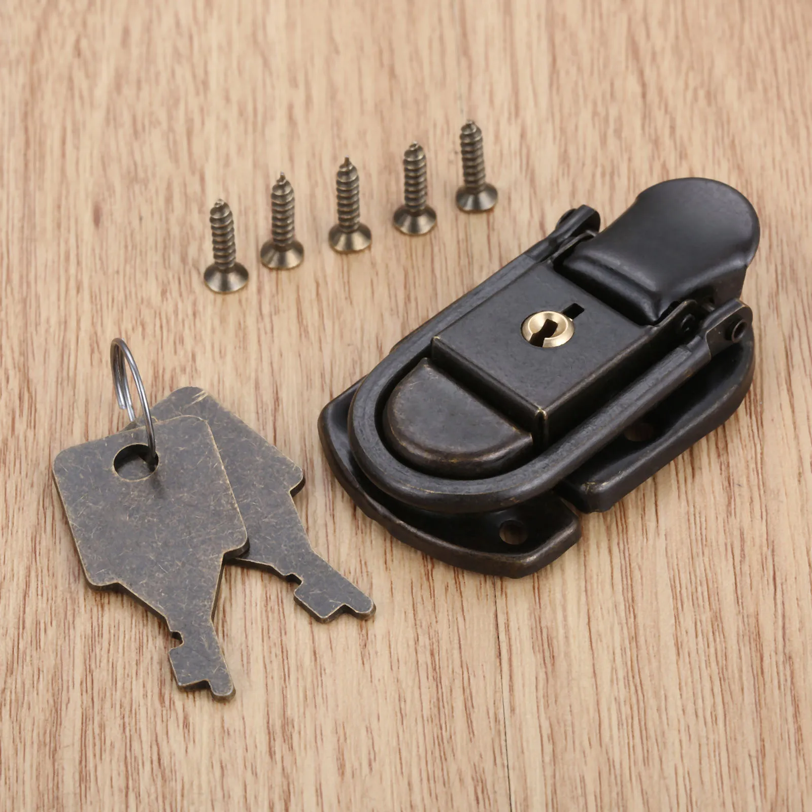 

1Pc 58*34mm Toggle Latch Iron Based Iron Purse Key Lock Antique Box Locks Bronze Tone