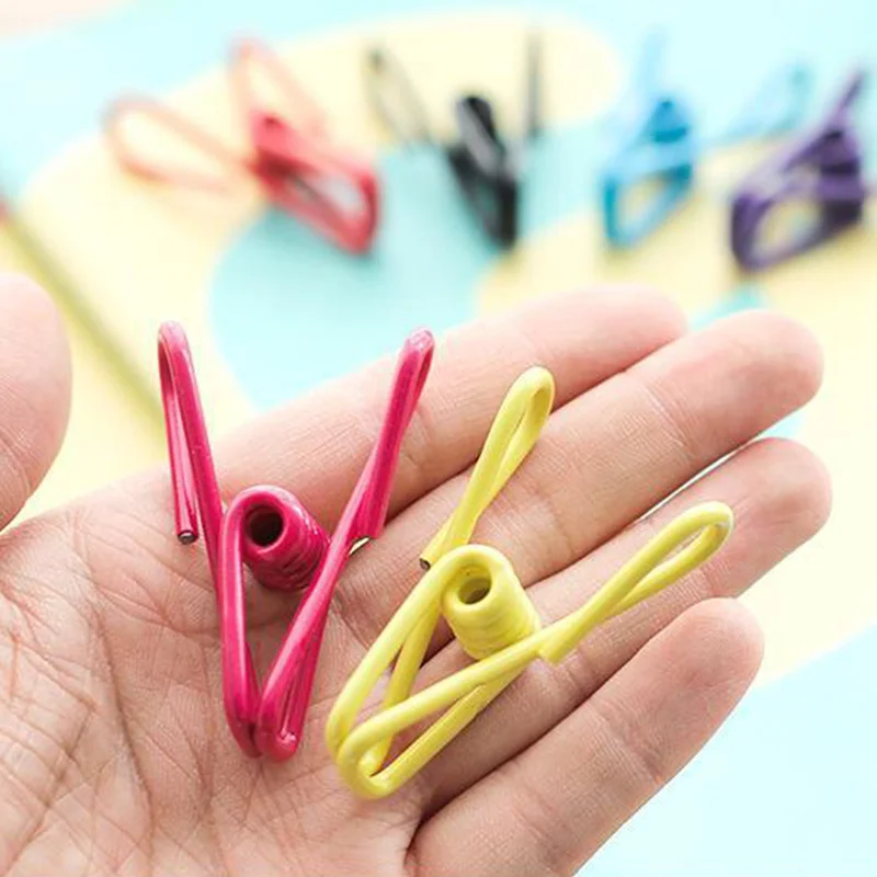 

10pcs Clothes Pins Laundry Pegs Towel Clips Colorful PVC Steel Wire Clips Multi-purpose Utility Clips Holders for Clothesline