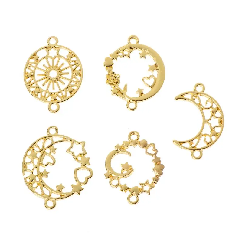 

5Pcs Moon Star Metal Frame UV Resin Jewelry Making Tools Jewelry Accessory Connector Bezel Blank Setting