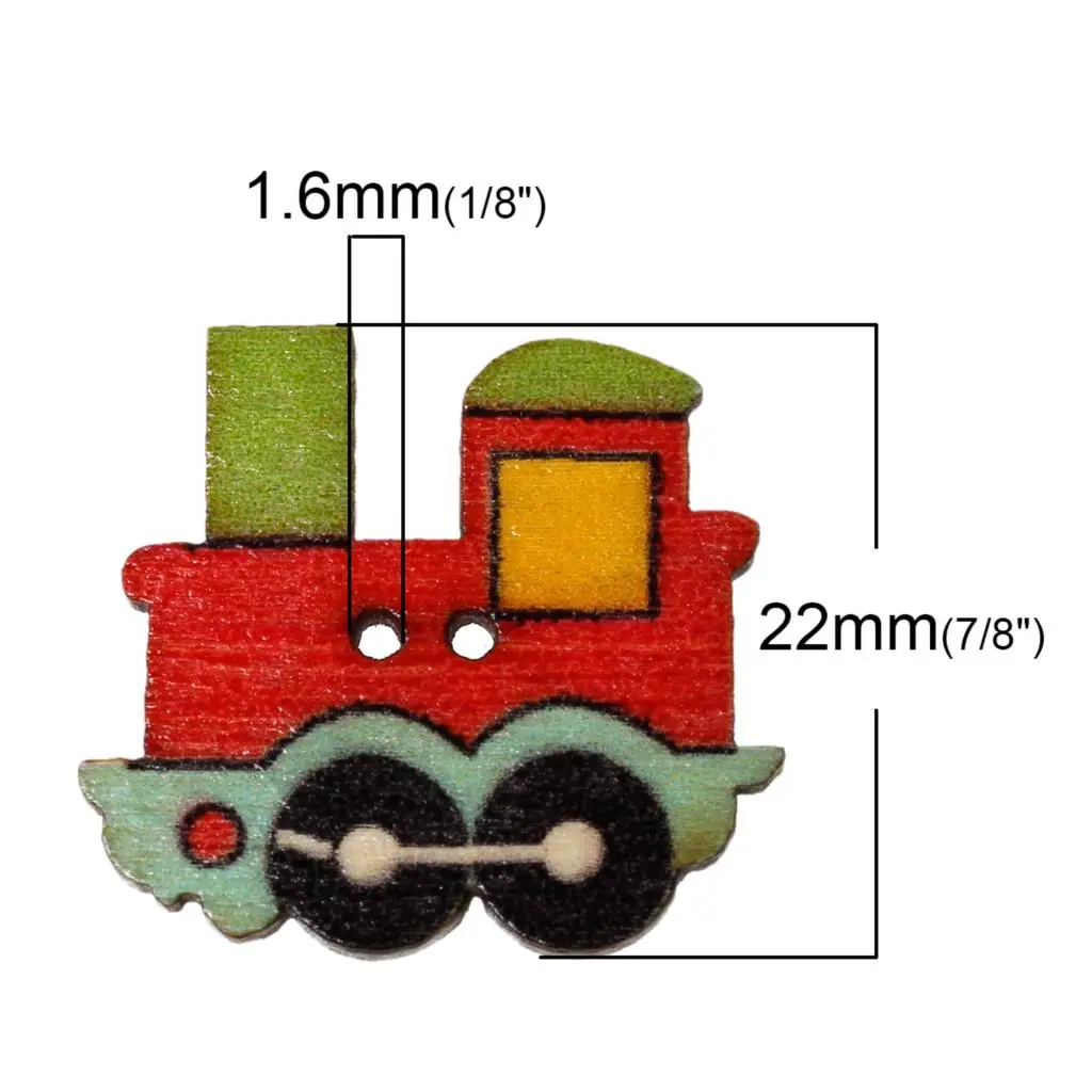 DoreenBeads деревянные швейные пуговицы Скрапбукинг локомотив наугад 2 отверстия для одежды DIY ремесла 25 мм x 22,0 мм, 9 шт. Новинка