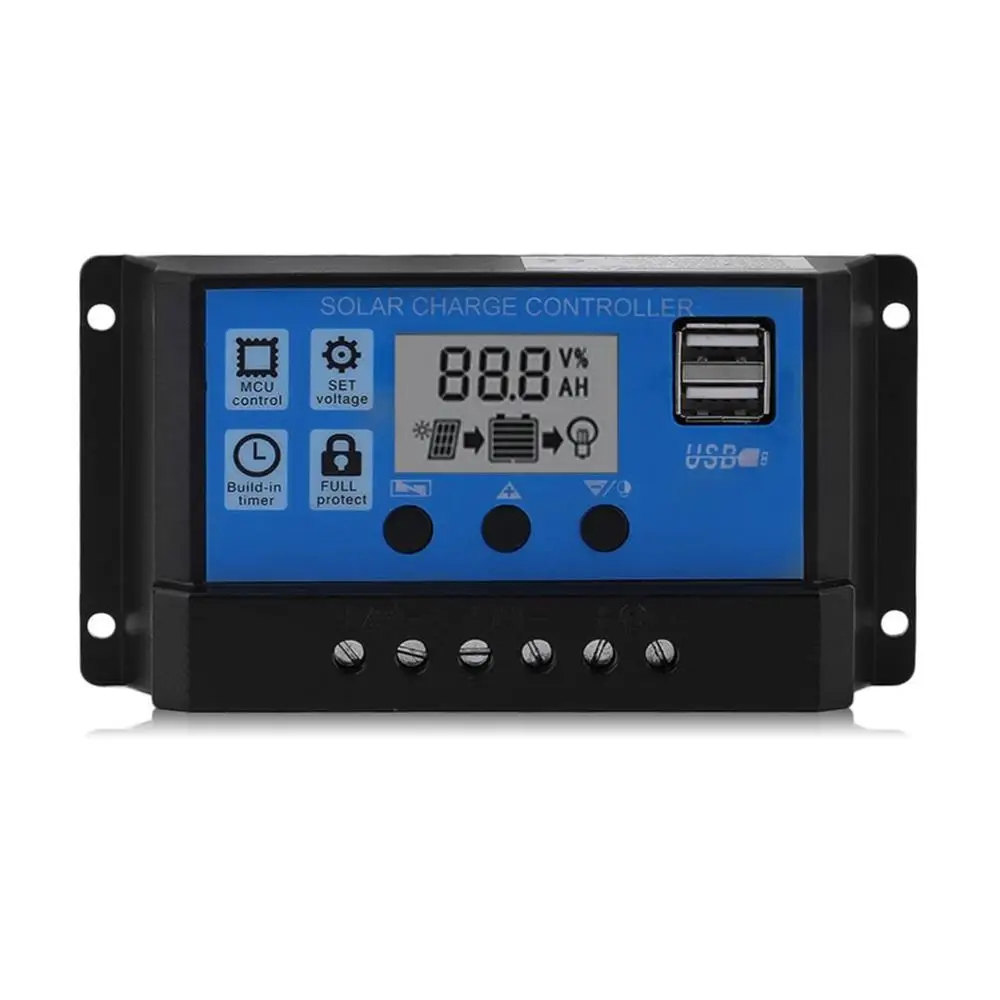 

Professional Dual USB 12V/24V 10A Solar Panel Controller Battery Charge Regulator LCD Display Regulator Solar Controller