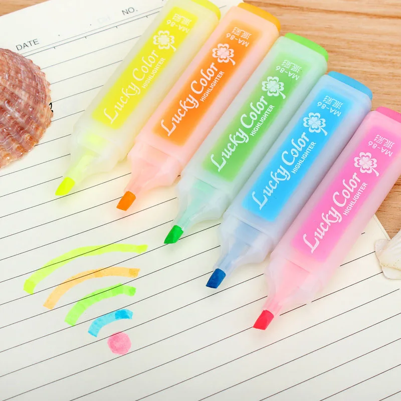 1pcs Korean Stationery Highlighter Multicolour Candy Color Neon Marker
