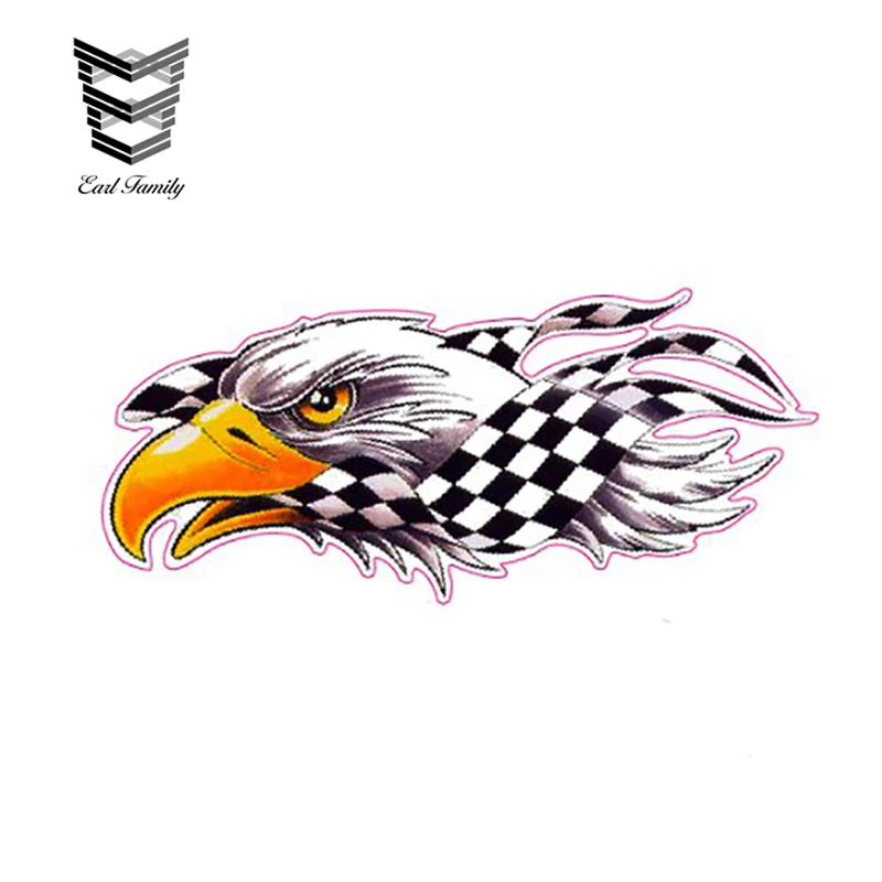 

EARLFAMILY 13cm X 13cm Eagle with Checkered Flag Vinyl Decal Sticker Graphic for Auto SUV Window Bumper Trunk Car Stickers
