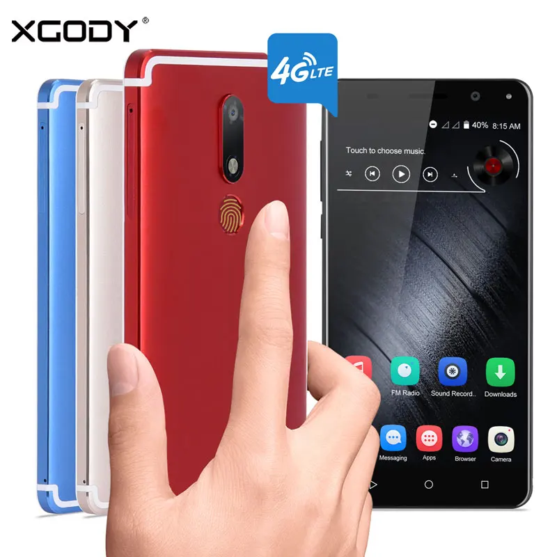 Xgody D22 Smartphone 5.5 Inch 2GB RAM 16GB ROM Android 7.0 Dual SIM 13.0MP Dual Cameras GPS Fingerprint Unlocked 4G Cell Phone