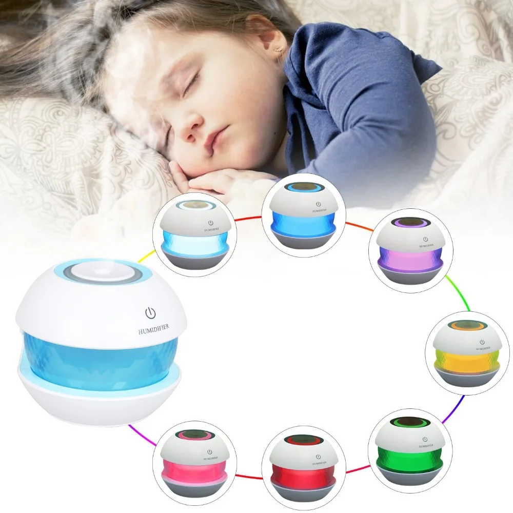 

T-SUNRISE Ultrasonic Air Aroma Mini USB Humidifier 7 LED Colors Changing LED Night Lights For Adults Spa Home Small Baby Bedroom