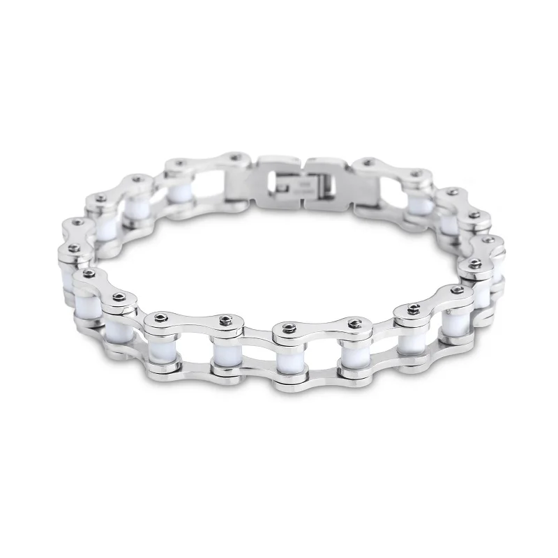 10mm Width White Color Motorcycle Chain Bracelet Femme Women Bicycle