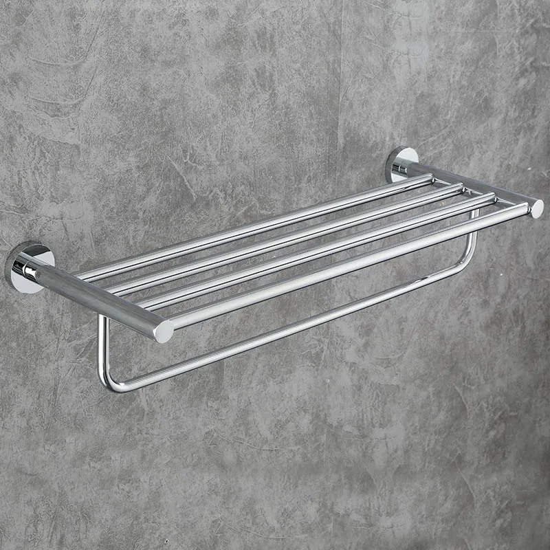 DONGKE хром Ванная комната кулон медный держатель для полотенец стойки простой европейский вешалка для полотенец подвесная полка для ванной набор - Цвет: Towel rack-L