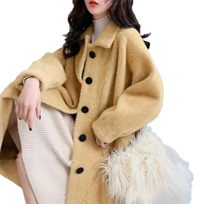 Женский вязаный свитер весна-осень из искусственного норка и кашемира, кардиган, женский элегантный однотонный вязаный свитер с длинным рукавом, пальто V700