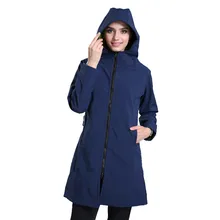 Для женщин осень с капюшоном флисовая куртка Женский Открытый внутренний флис Пеший Туризм длинное пальто