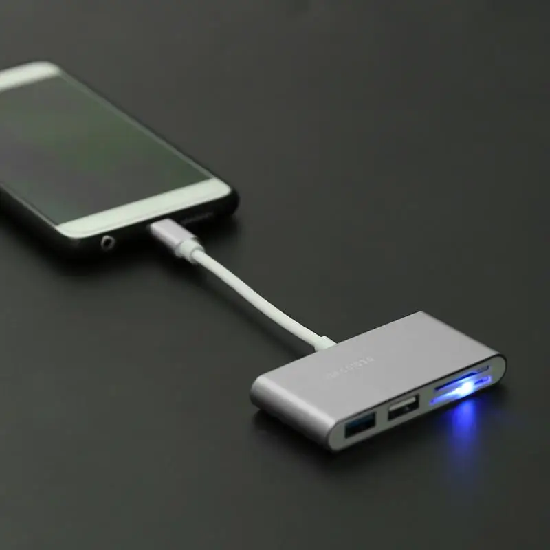 Высокая Скорость 3,0 передачи USB 3,1 Тип с разъемами типа C и USB 3,0 концентратор Стандартный 9-защищаемый сердечник провода SD TF карты памяти