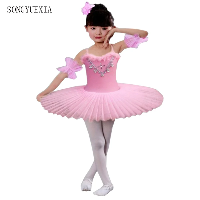 SONGYUEXIA алмаз детское бальное платье из балета "Лебединое озеро" костюм девушки платье-трико для балета с пачкой Одежда для танцев, балета костюмы дети - Цвет: pink