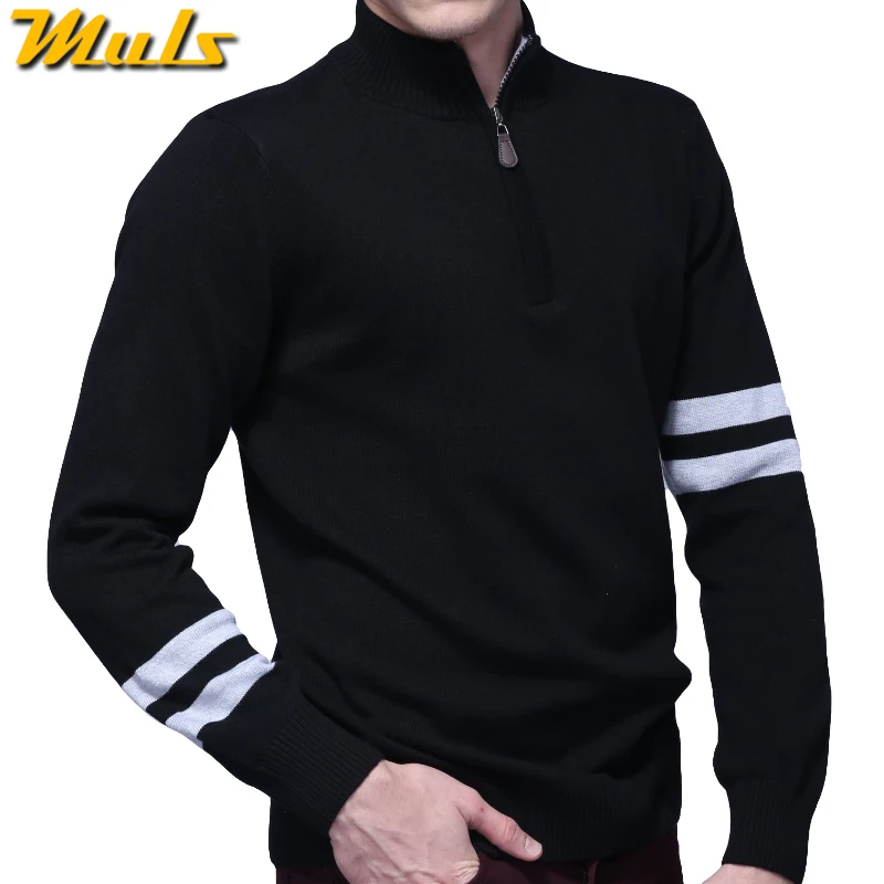 Мужской свитер на молнии, весенний Мужской пуловер, толстый Хлопковый вязаный свитер, брендовый джемпер, осенний Черный топ размера плюс M-3XL