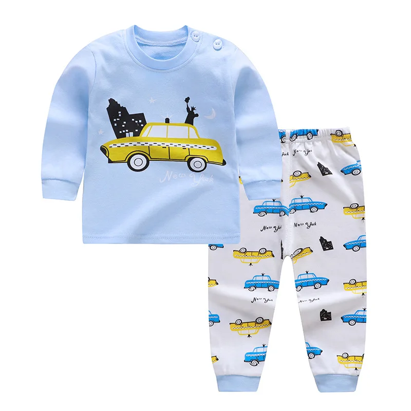 Комплект одежды для мальчиков; костюм с мультяшными автомобилями; футболка с длинными рукавами для новорожденных; брючный костюм; комплект из хлопковой блузки и брюк для младенцев