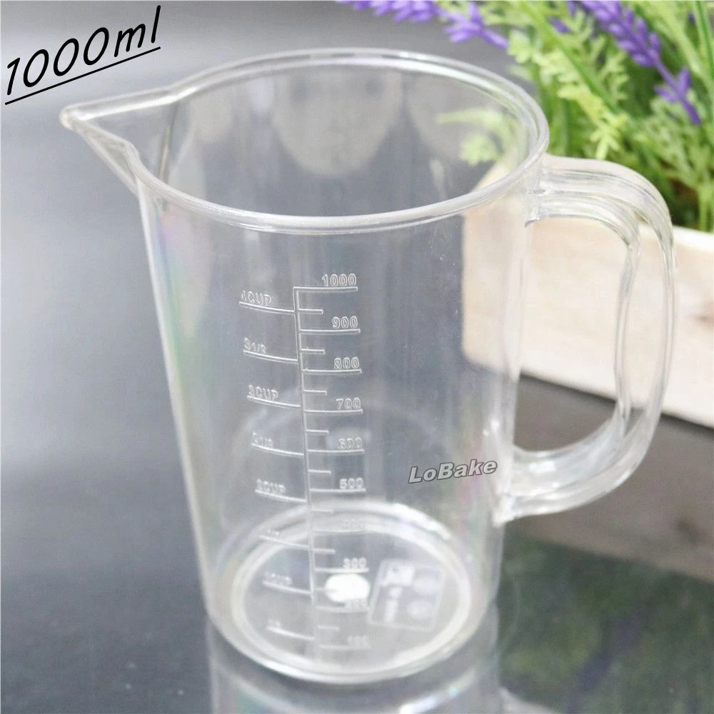 

High quality 1000ml hard PC polycarbonate measuring cup mug with detail measure sizes marks handle for kitchen measuring cup set