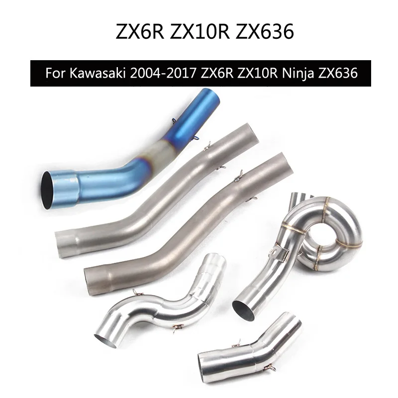 

2 Inch Exhaust Mid Pipe for Kawasaki ZX6R Kawasaki ZX10R Motorcycle Exhaust Pipe Reserve Remove Catalyst Slip On 2004-2017 Ninja