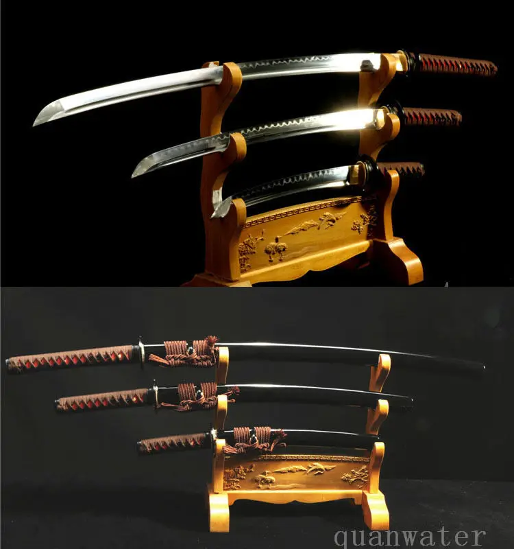US $468.00 1095 HIGH CARBON STEEL CLAY TEMPERED JAPANESE SWORDS SETKATANAWALIZASHITANTO