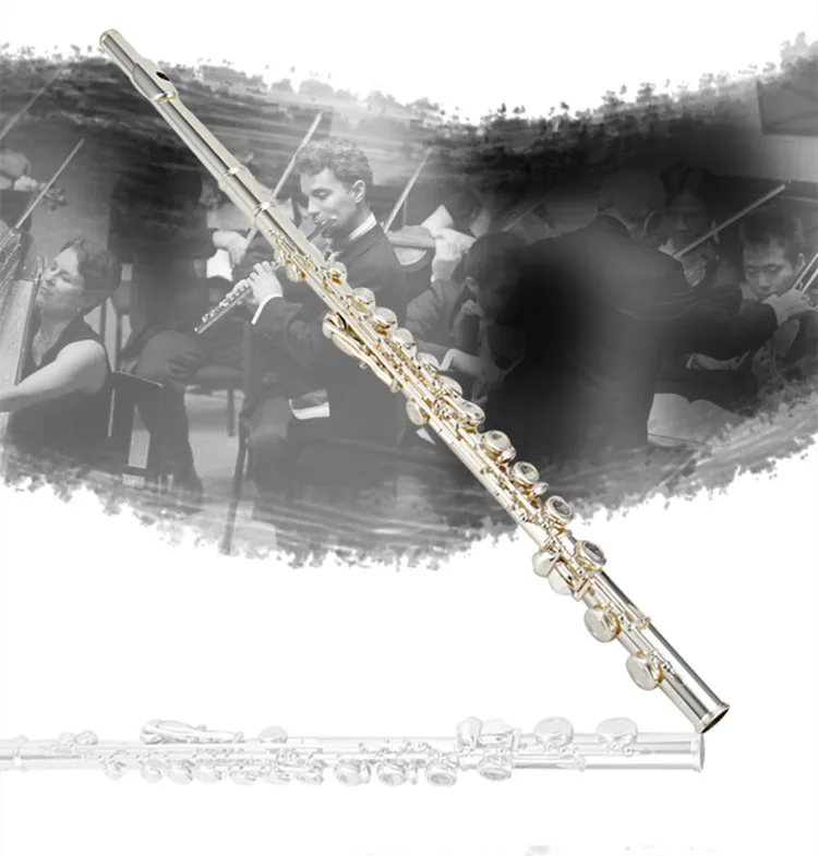 Silver plated flute Top High-quality flute FL-211SL silver flute C tune musical instruments E key flute music free shipping Silver plated flute Top High-quality flute FL-211SL silver flute C tune musical instruments E key flute music free shipping