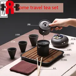 Черный посуда китайского керамический чайник чайная чашка для чая пуэр горшок набор фарфор, Путешествия Чайный набор с лоток