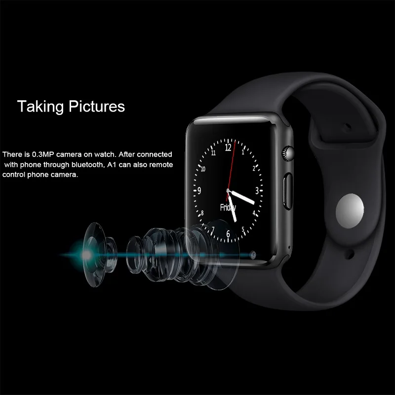 LEMADO A1 Bluetooth Smart Watch with SIM Camera Sport Smartwatch For Men Sleep Monitoring For Android Smartphone Russia T15