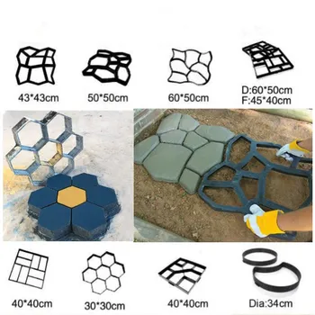 

Path Maker Mold Reusable Concrete Cement Pebble Stone Design Paver Walk Mould DIY Irregular Cement Brick Molds