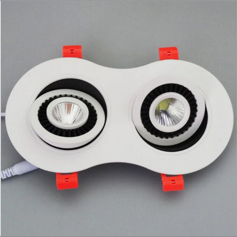 

6pcs/lot led downlight Round Double Warm White Cold White 2X7W 2x10W COB LED down light, Led Ceiling Lamp light AC90-265V