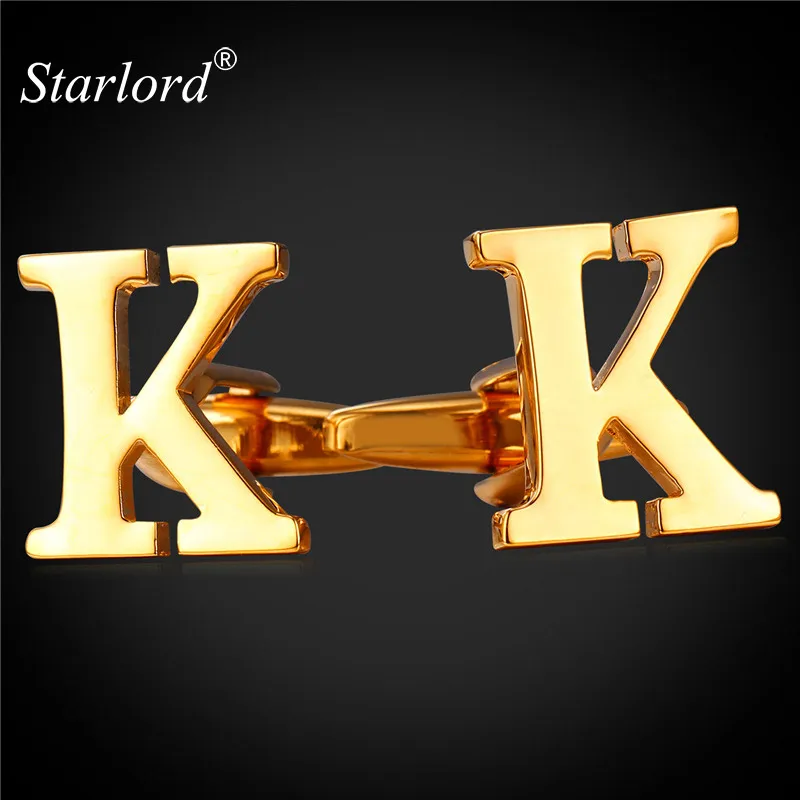 Us 699 50 Di Scontostarlord Gemelli Polsino Bottoni Con Lettere K Per Gli Uomini Di Alta Qualità Di Colore Delloro Del Metallo Shirt Matrimonio