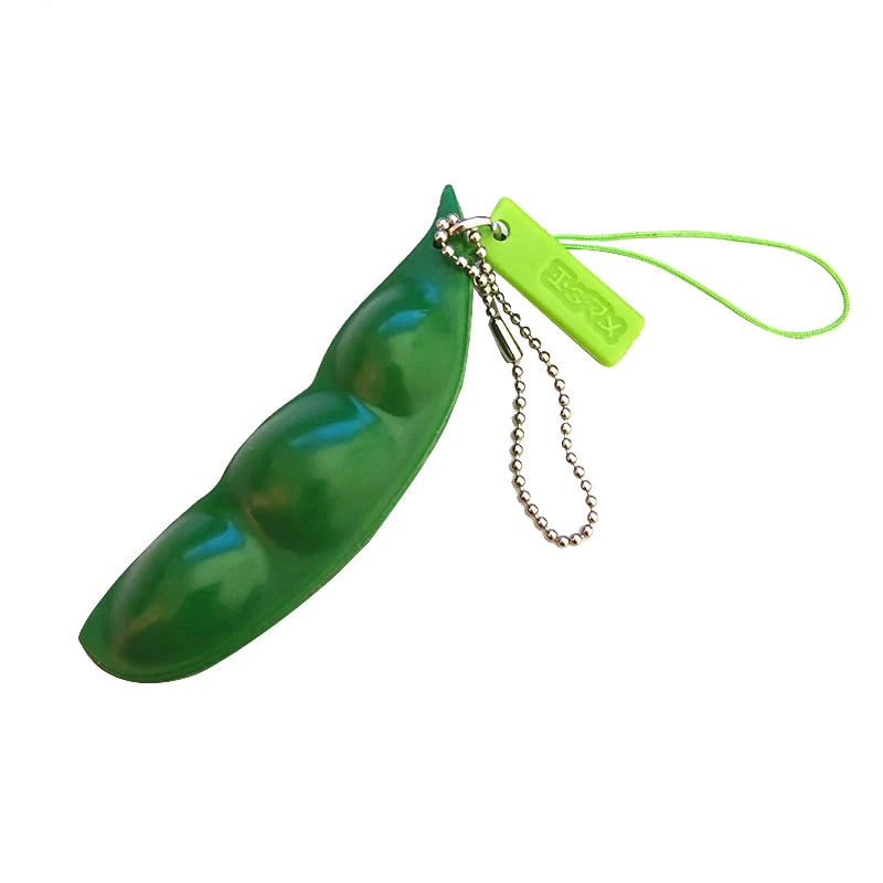 Забавный штранг-прессованный соевый брелок для ключей для мужчин Горох, брелок для женщин, сумка для телефона, брелоки, игрушки для снятия стресса, подарок