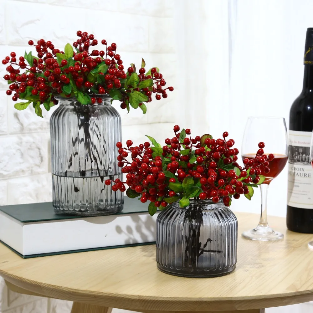 

Artificial Berry Branch Small Bacca Plastic Fruit Fake Flowers for Home Table Decoration DIY Scrapbooking Wreath Flores