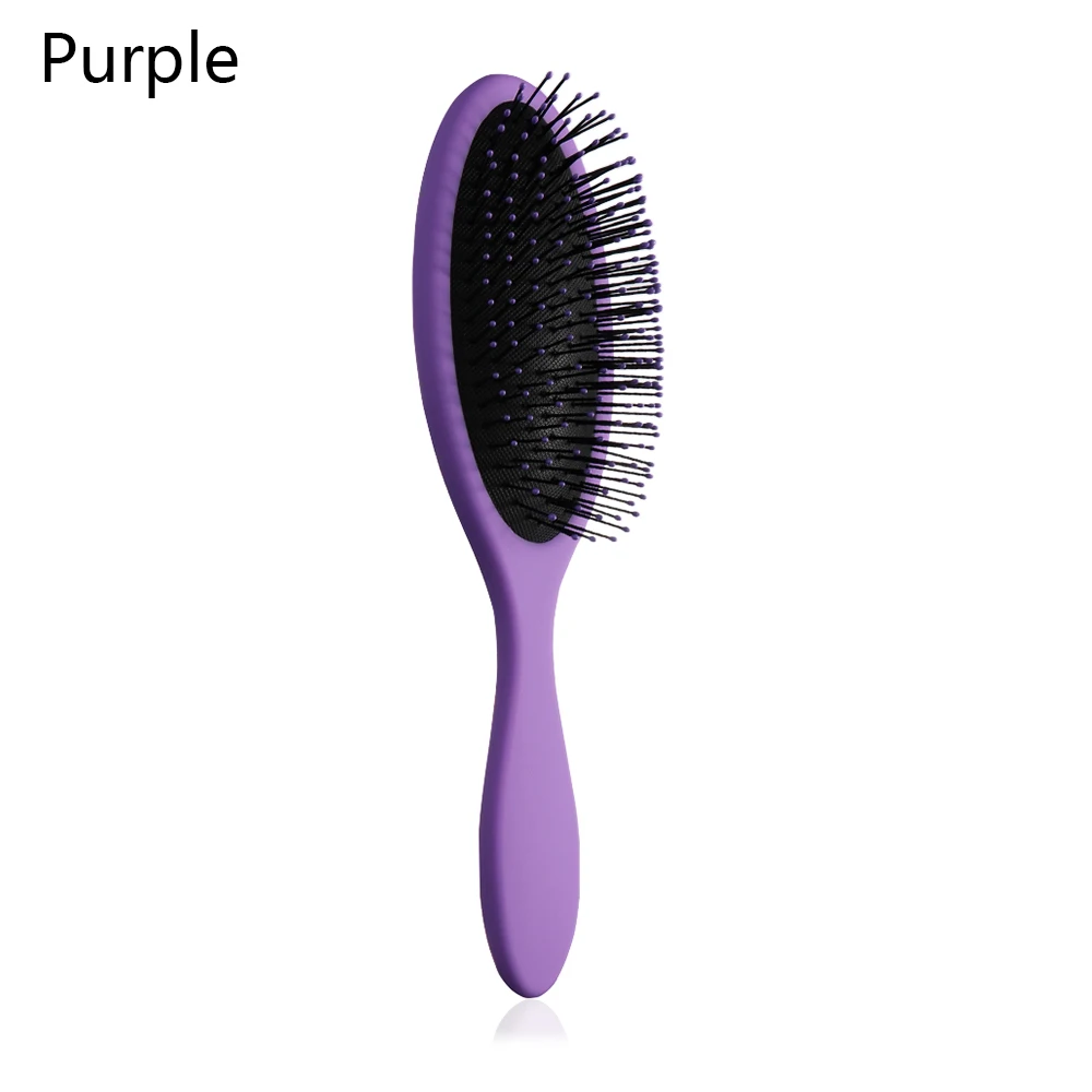 1Pcs Pro Salon Detangling Hair Brush Kids Women men Hair Brush Tangle Wet& Dry Bristles handle Hair Tangle Detangling Comb - Цвет: Фиолетовый