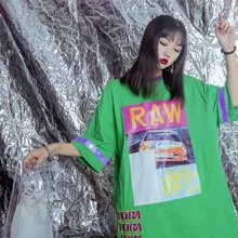 Жасмин лето высокий уличный бренд BF Письмо печати сплайсинга светоотражающие полосы 4 цвета пять рукава футболки