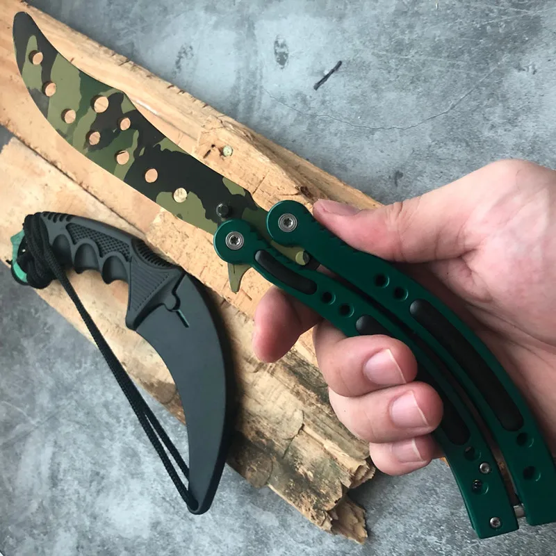 2 шт. настоящий CSGO тактический нож с фиксированным лезвием Karambit + не острый
