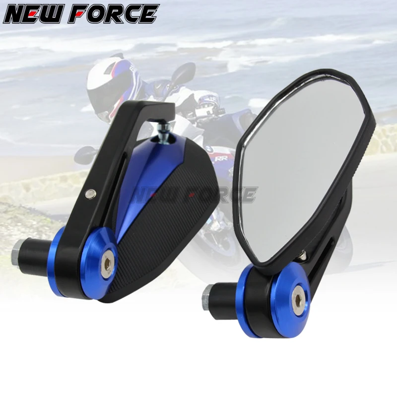 

7/8" 22MM Full CNC Motorcycle Handlebar Bar End Rearview Rear View Side Mirrors Convex Glass Universal for Yamaha MT07 MT09