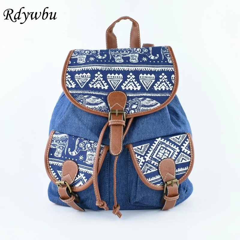 Rdywbu модный ковбойский Джинсовый Рюкзак с принтом слона и животных дизайнерские