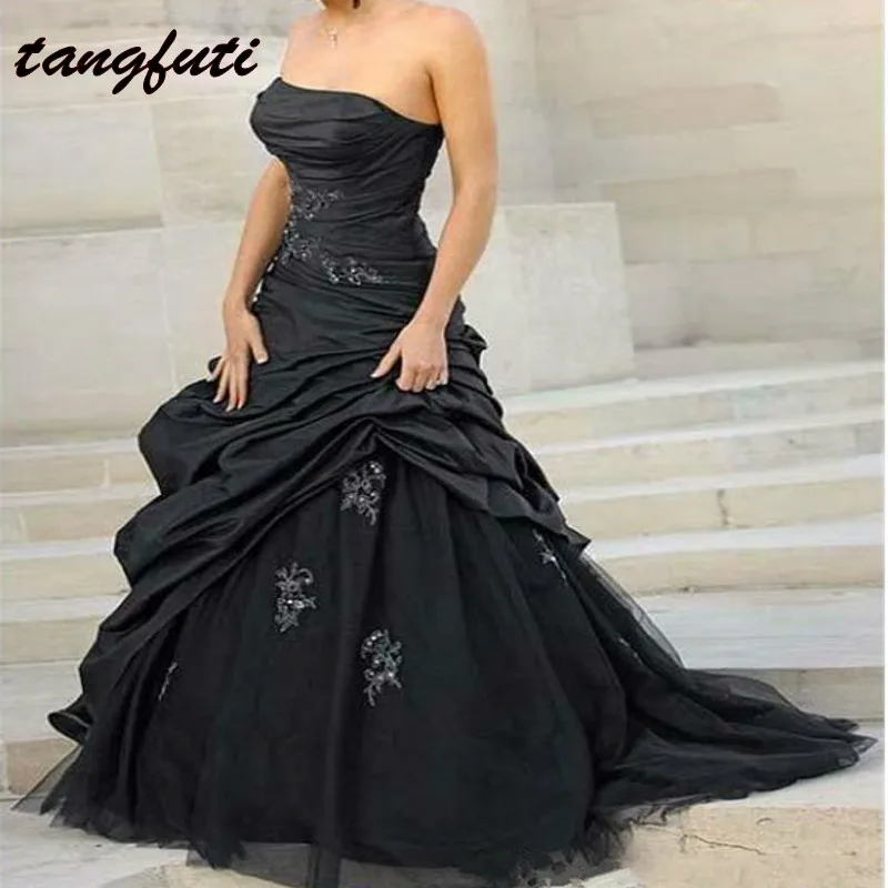 Buy Vintage Black Wedding Dresses Long Sexy Strapless 