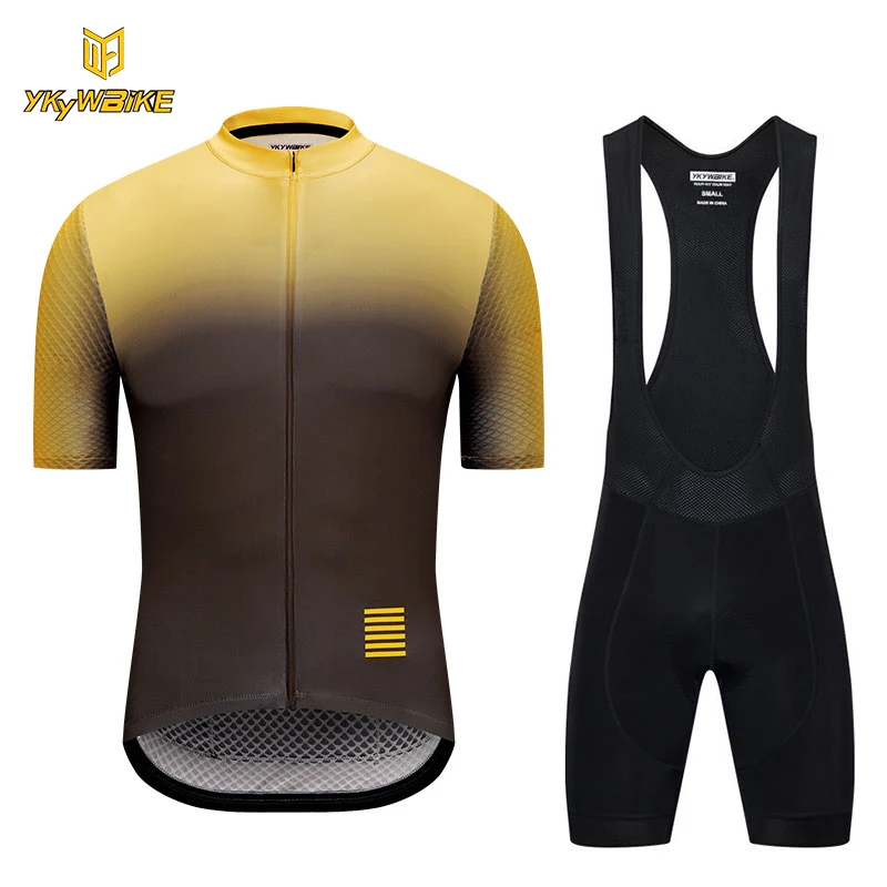 

YKYWBIKE 2018 Pro team Cycling jersey set men maillot ciclismo hombre Summer high quality bicycle clothing gradient color