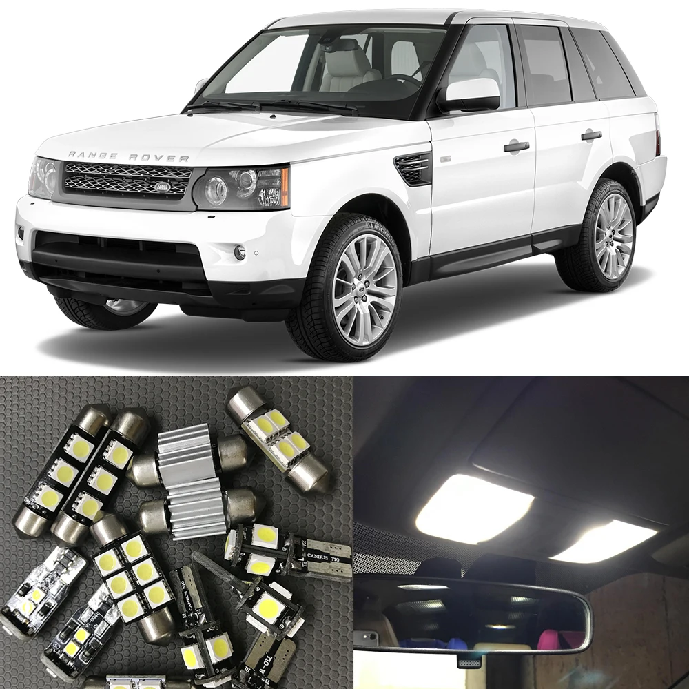 Us 15 21 10 Off 16pcs New Car Led Interior Kit Canbus No Error Map Dome License Plate Light Lamp For 2006 2012 Land Rover Range Rover Sport In