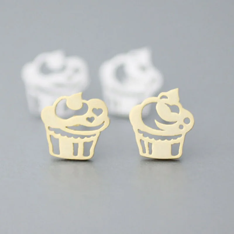 1 пара маленькие серьги гвоздики в виде капкейка|side earrings|two sided earringsboucle d oreille |