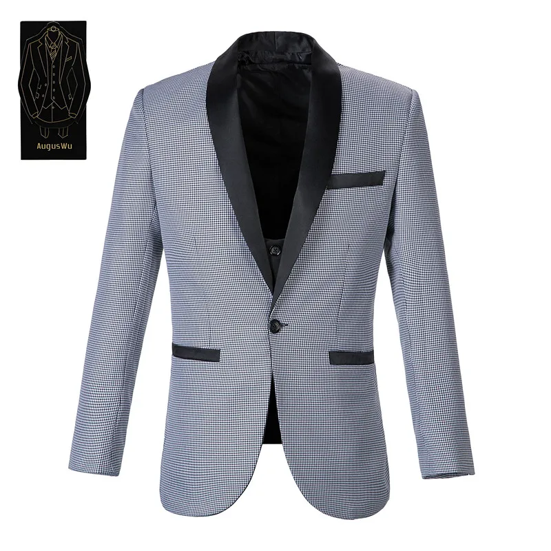 7 (1)       2108    New high-end men's suit two-piece suit (jacket + pants) fashion slim mosaic men's suit men's business dress support custom