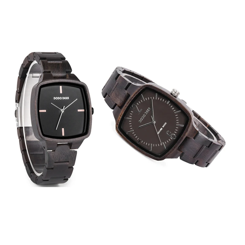 

Unique Retro Ebony Wooden Watches for Men Women Watch Reloj Hombre 2019 Clock Male Hours Adjustable Band Quartz Souvenir oem C02