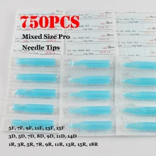 750 шт синие наконечники смешанный размер RT D F стерилизованное одноразовое колпачки для татуажа наконечники игла трубка для иглы татуировки аксессуары для татуировки