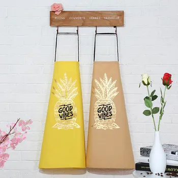 

1Pcs Bronzing Pineapple Kitchen Aprons Woman Sleeveless Adjustable Cotton Aprons Home Cooking Baking Bibs Cleaning Tools