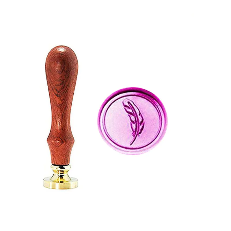 1 wax seal stamp Винтажное необычное перо изображение на заказ логотип Свадебное приглашение восковое уплотнение штамп палисандр ручка набор - Цвет: 1 wax seal stamp