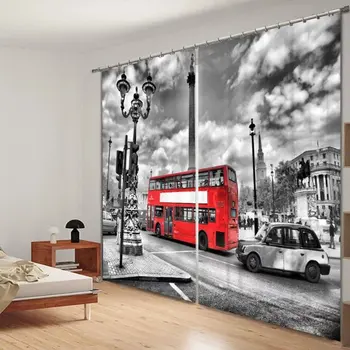 

Bus Street Printed 3D Winow Curtain For Bedding room Living room Office Wall Home Tapestry Decorative Drape Cortinas